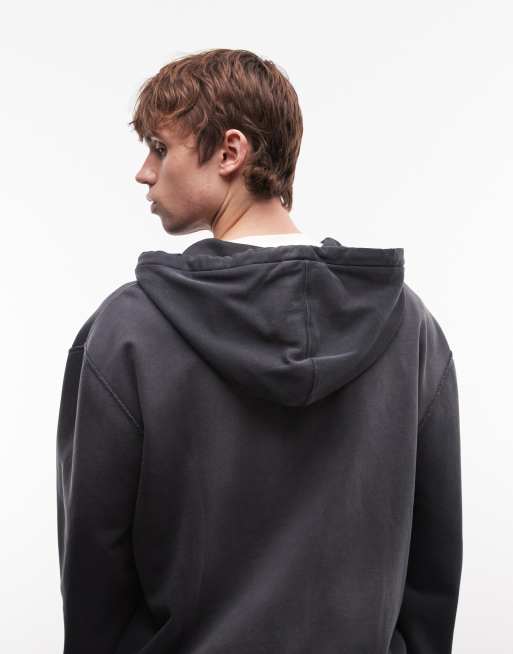 AllSaints - Roque - Sweat à capuche zippé à logo graphique - Noir délavé, 5 de 5