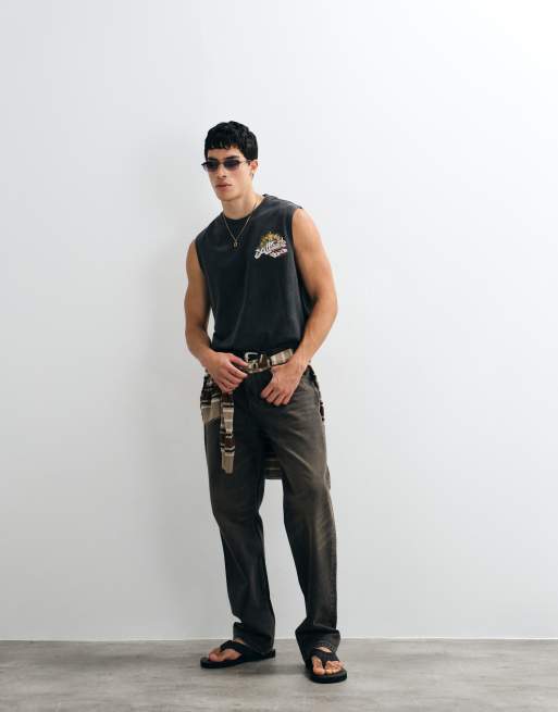 AllSaints - Roque - Top negro sin mangas con estampado gráfico en la espalda, 2 de 5