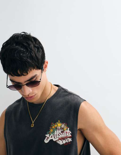 AllSaints - Roque - Top negro sin mangas con estampado gráfico en la espalda, 5 de 5
