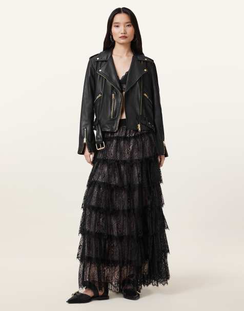 AllSaints - Rory - Jupe longue en dentelle - Noir - view 1