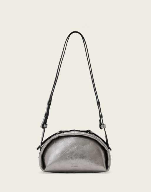 AllSaints Rosalie Arc läder axelremsväska i gunmetal grey, 2 av 4