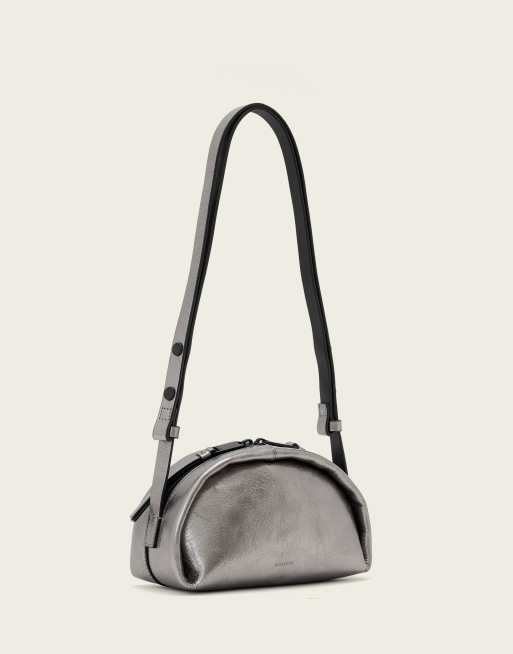 AllSaints Rosalie Arc läder axelremsväska i gunmetal grey, 3 av 4