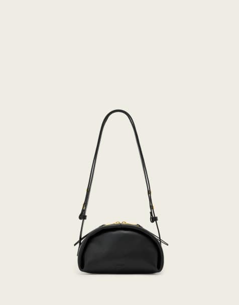 AllSaints Rosalie Arc leather crossbody bag in black - view 1