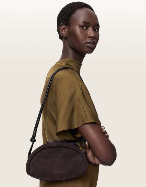 AllSaints - Rosalie Arc - Sac bandoulière en daim et cuir - Marron foncé - view 1