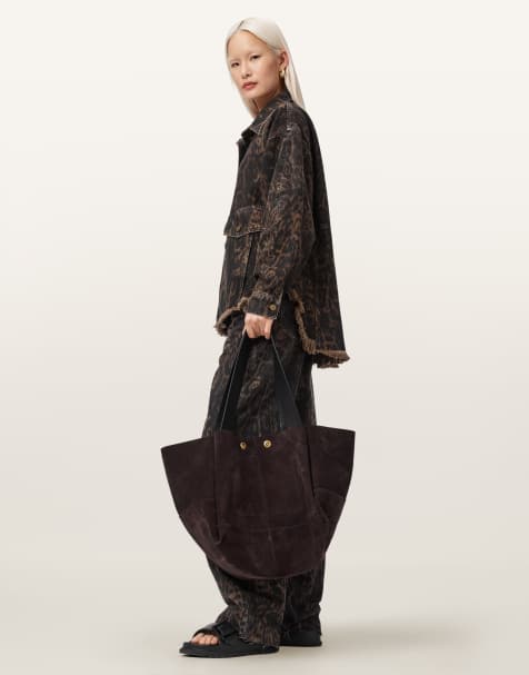 AllSaints - Rosalie - Cabas en daim et cuir - Marron foncé - view 1