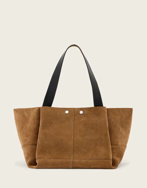 AllSaints Rosalie suede leather tote bag in brown - view 1