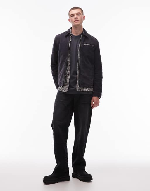 Allsaints Rothwell canvas jacket in dark blue - BLACK, 2 of 5