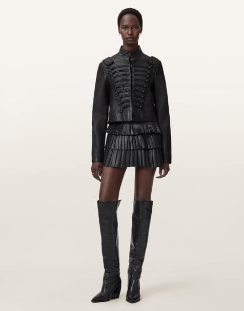 AllSaints - Rummy - Leren jack in zwart - view 1