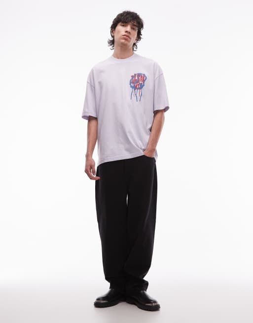 Allsaints runner peace graphic t-shirt in lilac, 2 of 5