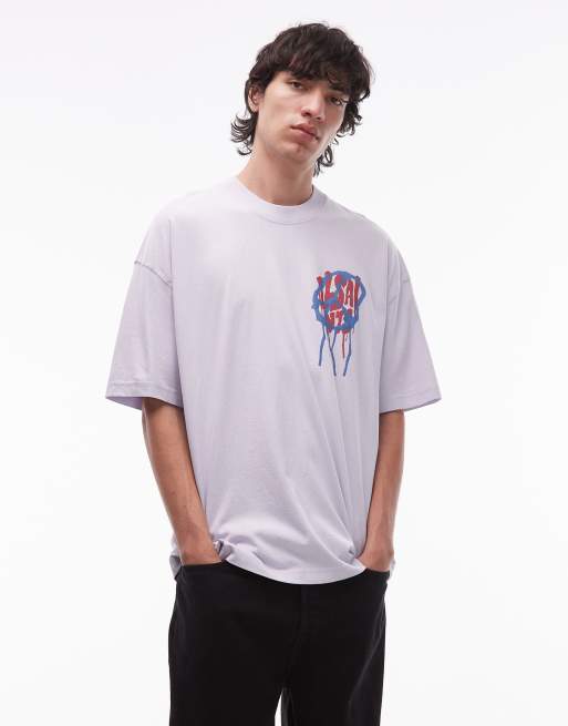 Allsaints runner peace graphic t-shirt in lilac, 3 of 5