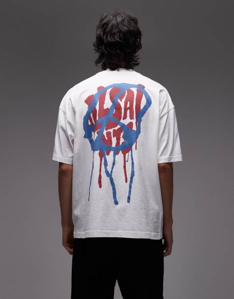 AllSaints runner peace graphic t-shirt in white - view 1