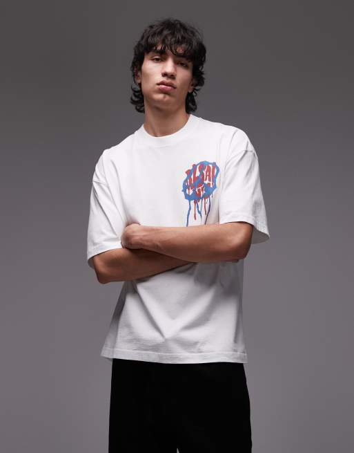 Allsaints runner peace graphic t-shirt in white, 3 of 5