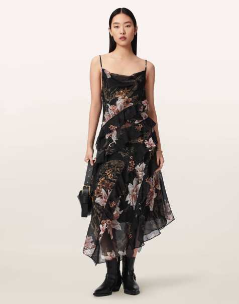 AllSaints – Ruth – Kleid in Kristallschwarz - view 1