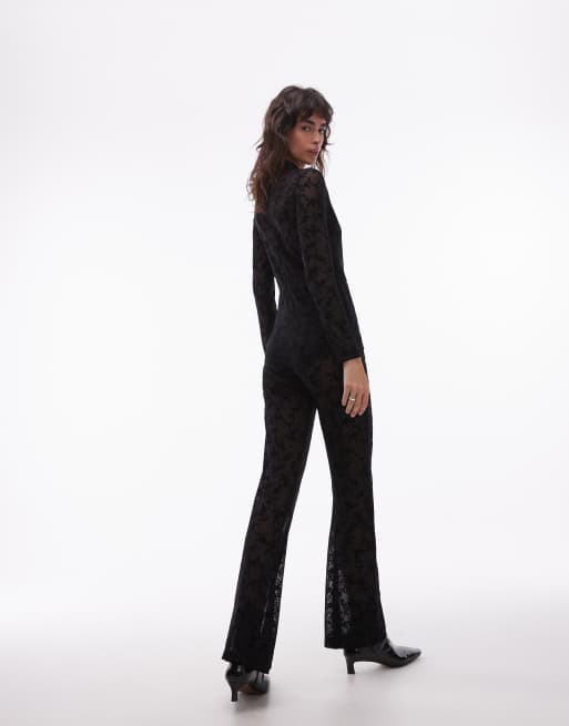 AllSaints – Rylee – Beflockter Catsuit in Schwarz, 3 von 4