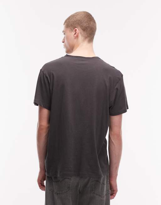 AllSaints Sabre graphic logo t-shirt with back print in washed black, 3 of 5