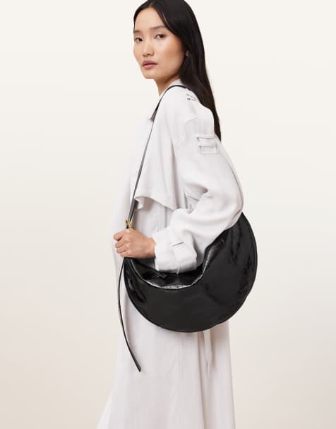 AllSaints - Sac bandoulière demi-lune brillant - Noir - view 1