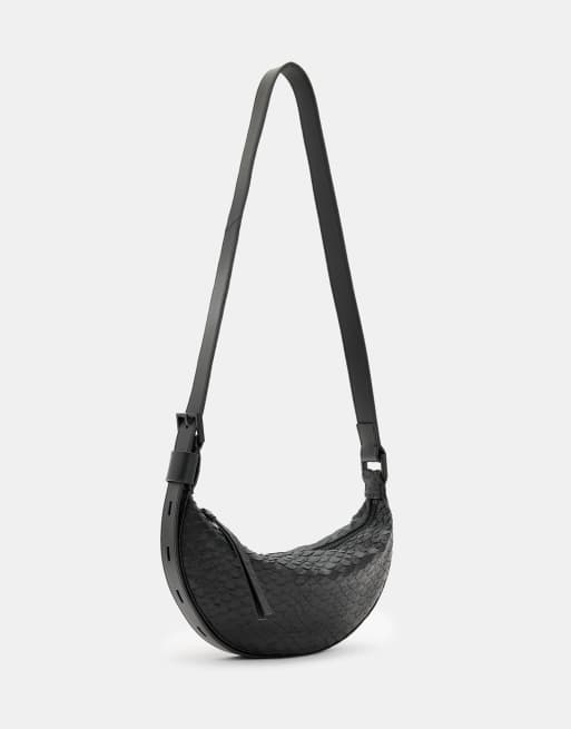 AllSaints - Sac bandoulière demi-lune effet peau de serpent - Noir, 5 de 6