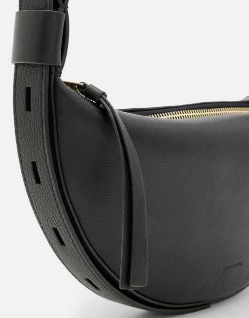 AllSaints - Sac bandoulière demi-lune en cuir - Noir, 3 de 4
