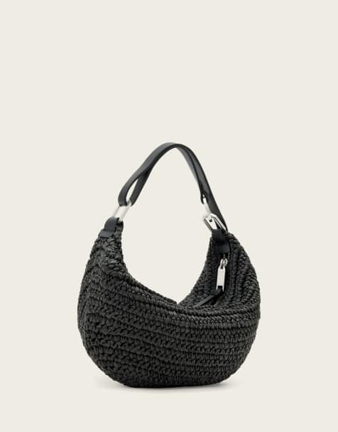 AllSaints - Sac croissant de lune en raphia - Noir - view 1