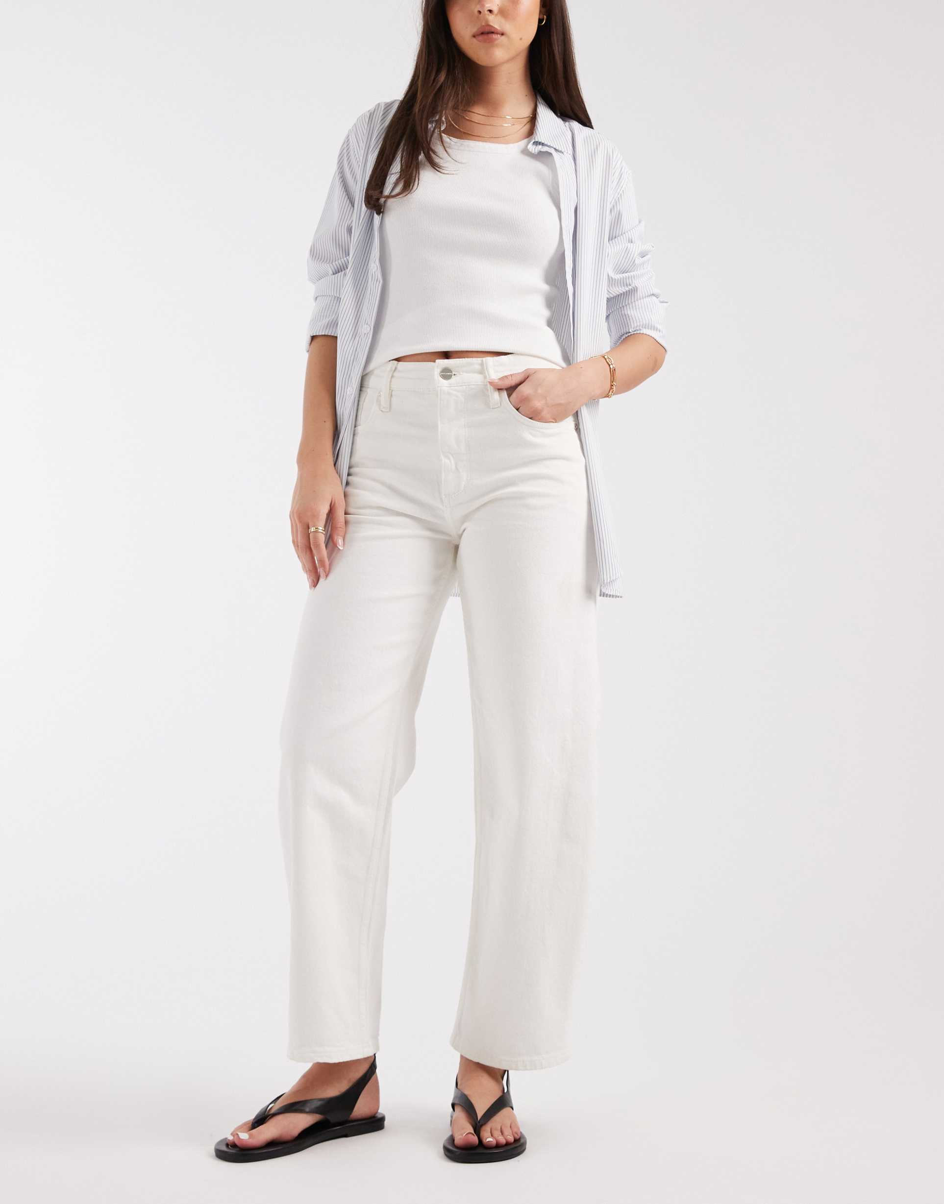 allsaints sadie denim barrel leg jeans in white