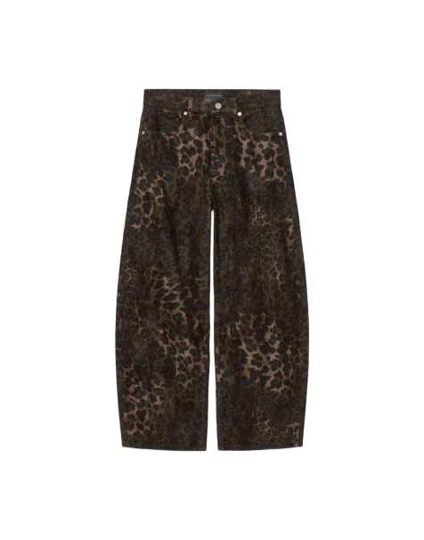 AllSaints - Sadie - Vaqueros marrones de corte barrel con estampado de leopardo - view 1