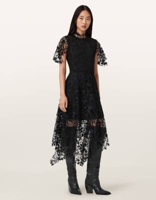 AllSaints - Saege - Kleid in Schwarz