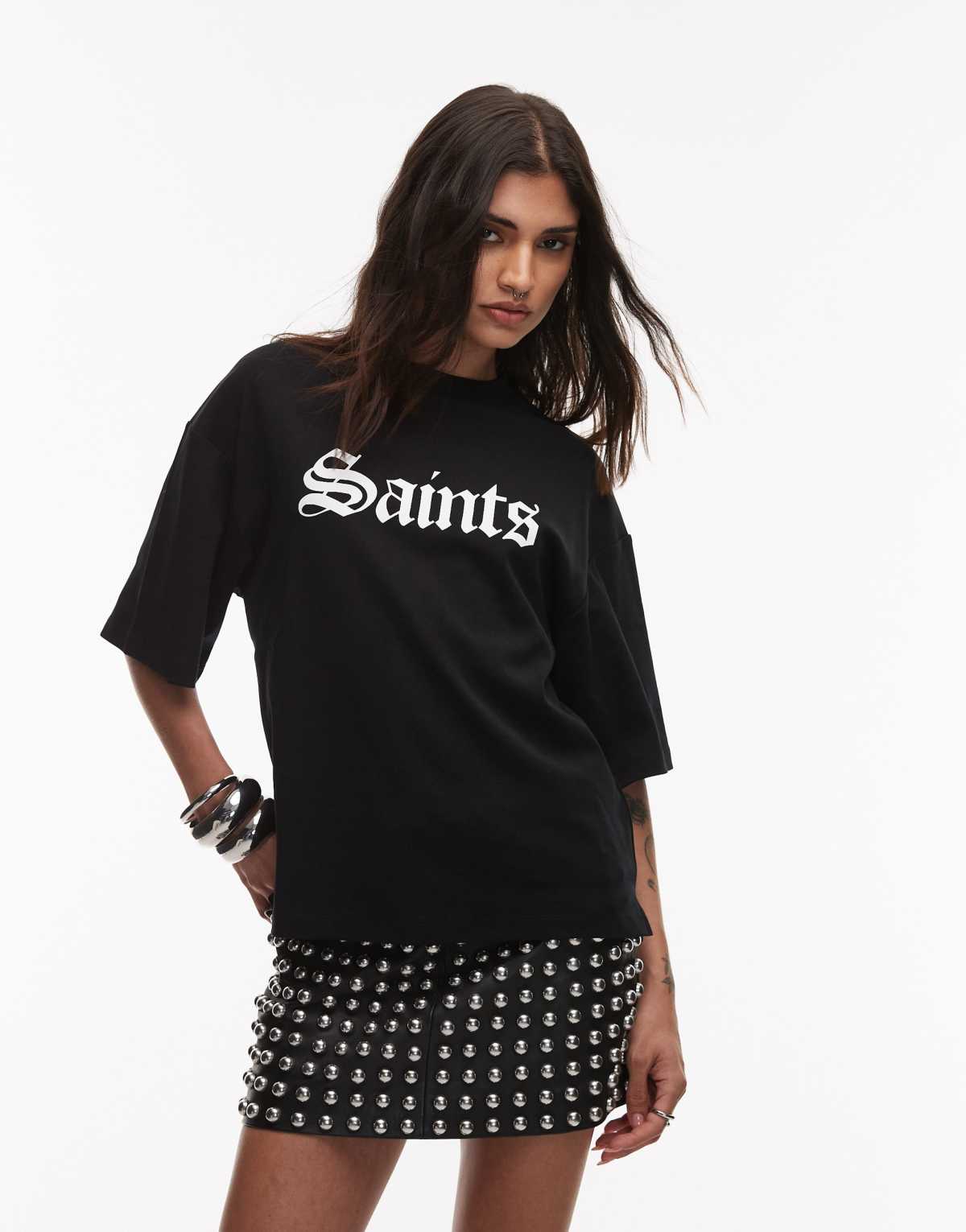 Allsaints Saint Amelie t-shirt in black - BLACK