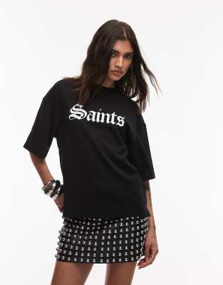 Allsaints Womens Black Amelie Branded-print Cotton-jersey T-shirt In Black