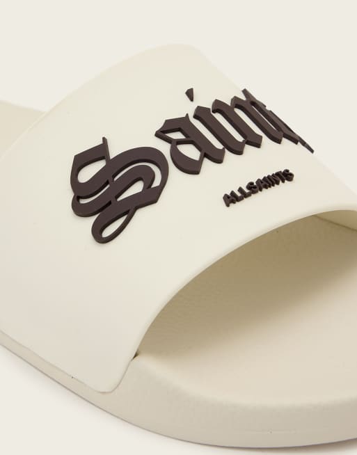 AllSaints Saints & Sinners one strap logo slides in white, 4 of 4