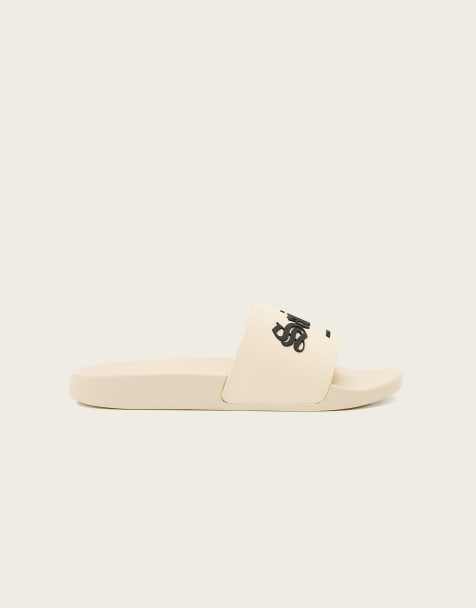AllSaints – Saints & Sinners – Vita tofflor med logga - view 1