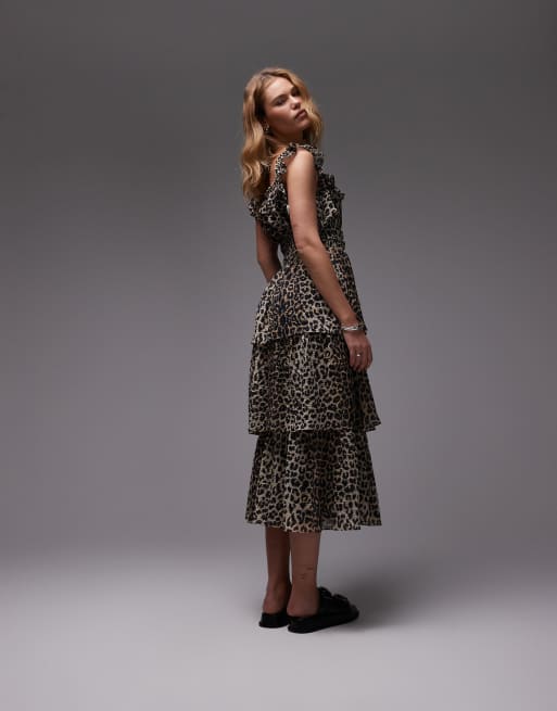 AllSaints Salonda tiered maxi dress in leopard print, 2 of 4