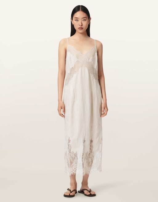 AllSaints – Samia – Kleid in Champagner-Weiß, 5 von 6