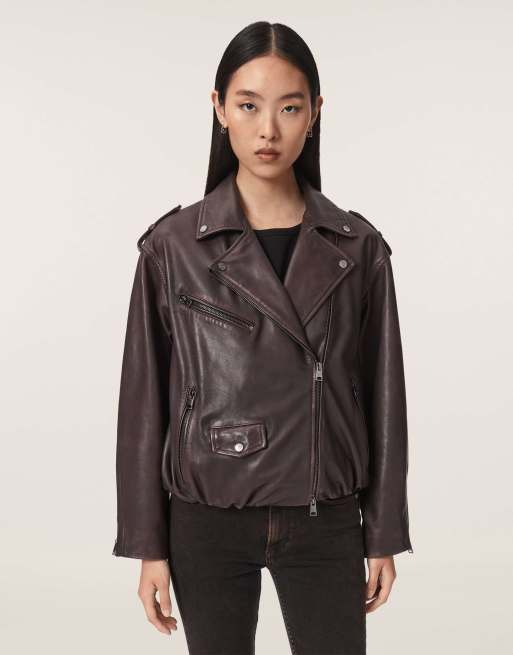 AllSaints - Samina - Blouson style motard - Rouge bordeaux, 3 de 6