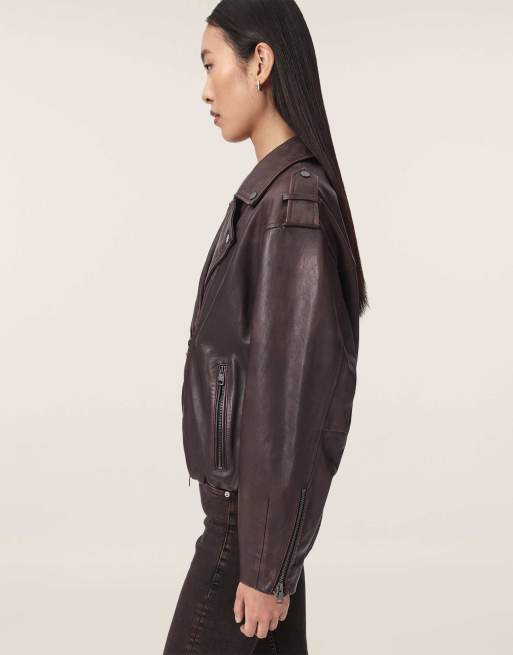 AllSaints - Samina - Blouson style motard - Rouge bordeaux, 4 de 6