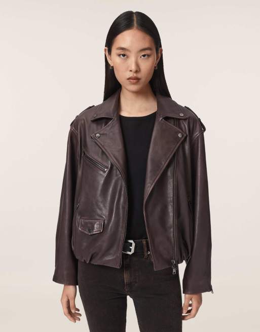 AllSaints - Samina - Blouson style motard - Rouge bordeaux, 5 de 6