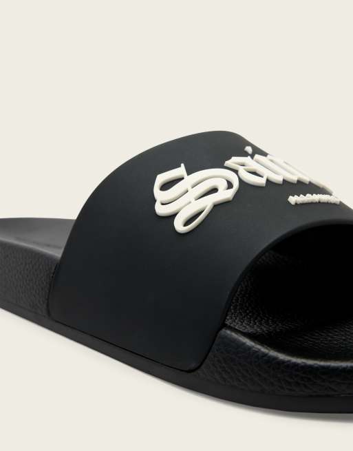 AllSaints - Sandalias negras con logo Saints & Sinners, 4 de 4