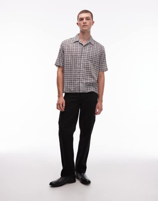 Allsaints Sandy check print short sleeve shirt in grey, 2 of 5