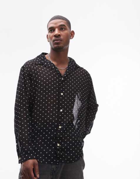 AllSaints Sangha sheer polka dot shirt in black - view 1