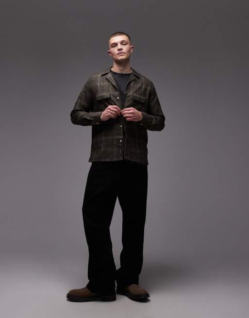 Allsaints saru check shirt in brown, 2 of 5