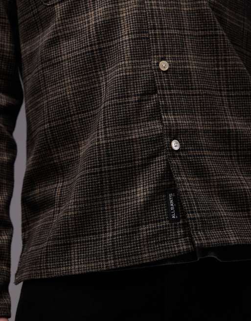 Allsaints saru check shirt in brown, 5 of 5