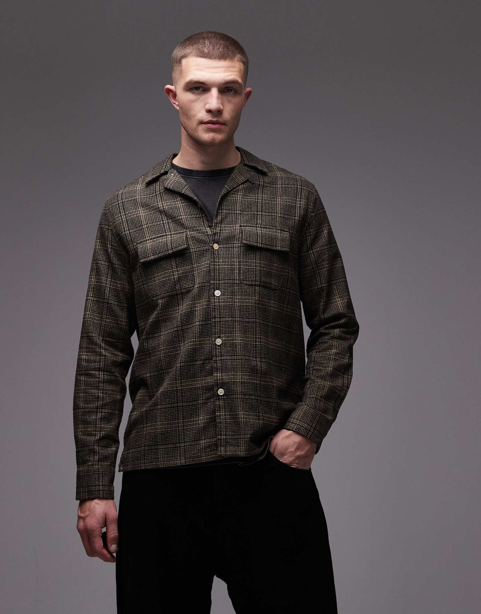 Клетчатая рубашка Allsaints saru коричневого цвета