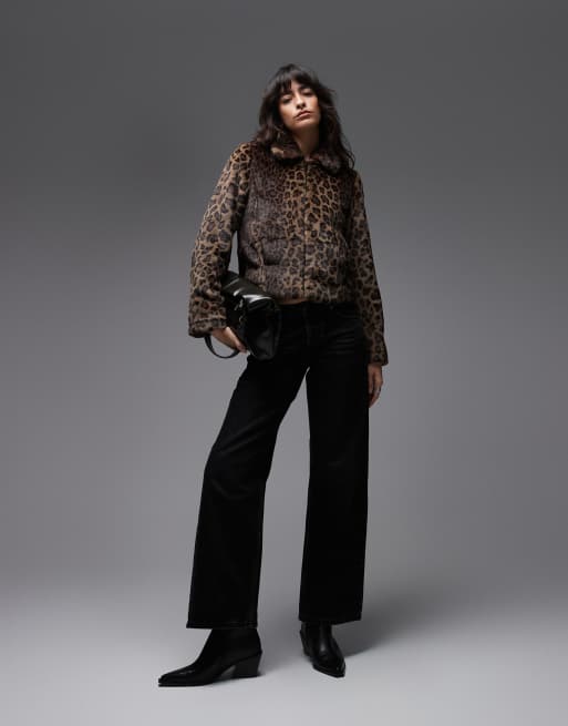 Allsaints - Saye - Veste courte en fausse fourrure à imprimé léopard - Marron, 2 de 4