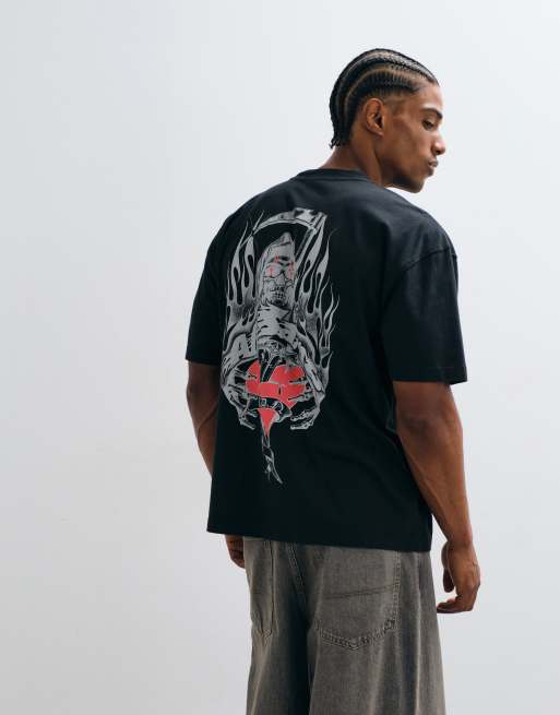 AllSaints Scimitar t-shirt à manches courtes à logo graphique avec imprimé au dos en noir délavé, 3 de 5