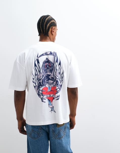 AllSaints Scimitar t-shirt med korta ärmar och grafisk logga med tryck på ryggen i vitt - view 1