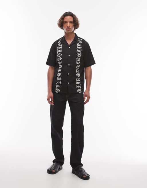 AllSaints Scripture shirt in faded black, 3 of 4