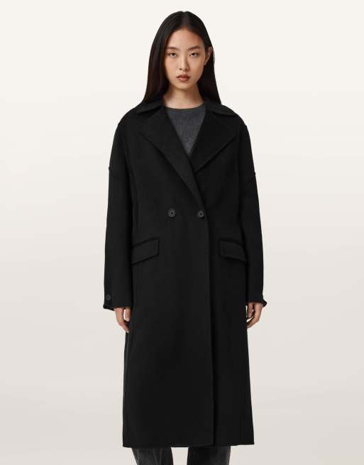 AllSaints – Sellma – Mantel in Schwarz