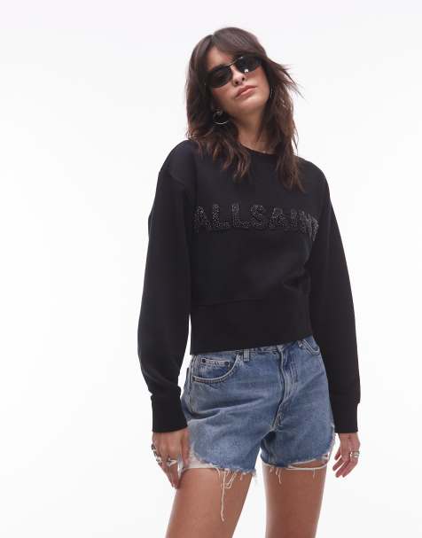 AllSaints separo pearl sweatshirt in black - view 1