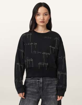 AllSaints - Separo - Sweatshirt in Schwarz mit „AllSaints"-Stickerei