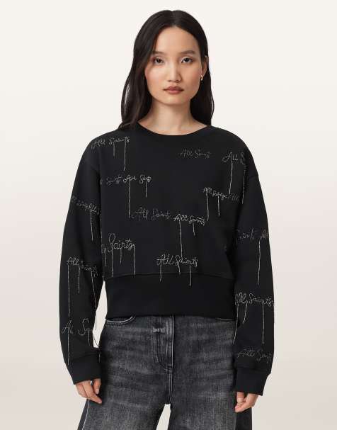 AllSaints – Separo – Sweatshirt in Schwarz mit „AllSaints"-Stickerei - view 1