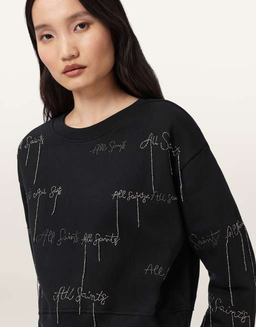 AllSaints – Separo – Sweatshirt in Schwarz mit „AllSaints"-Stickerei, 4 von 6